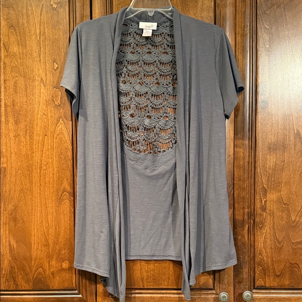 Loop 18 Gray Lace-Back Cardigan